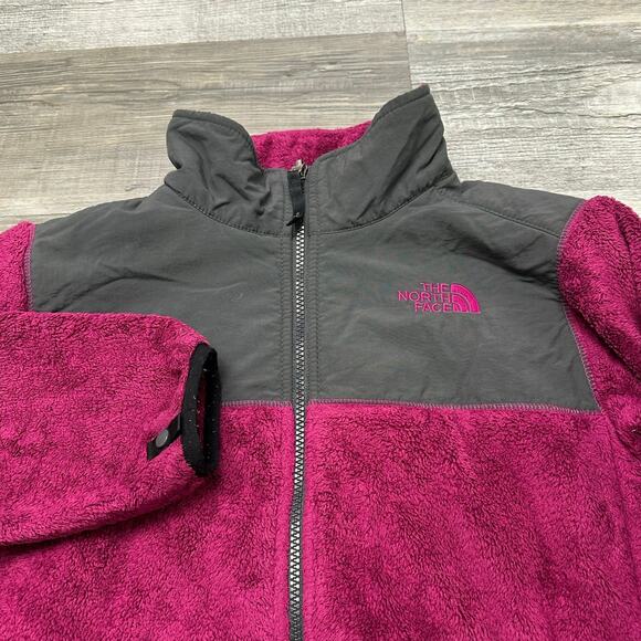 The North Face Osito Red Gray Girl XL Full Zip Mock Fuzzy Fleece Jacket Gorpcore - Picture 1 of 9